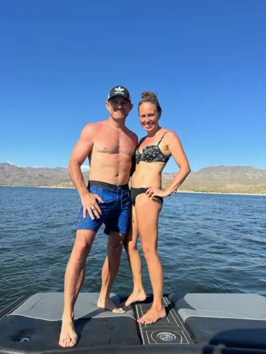 Customer photo from Eli H. review of Striped Camo Blue - 5 Inch Swim Shorts