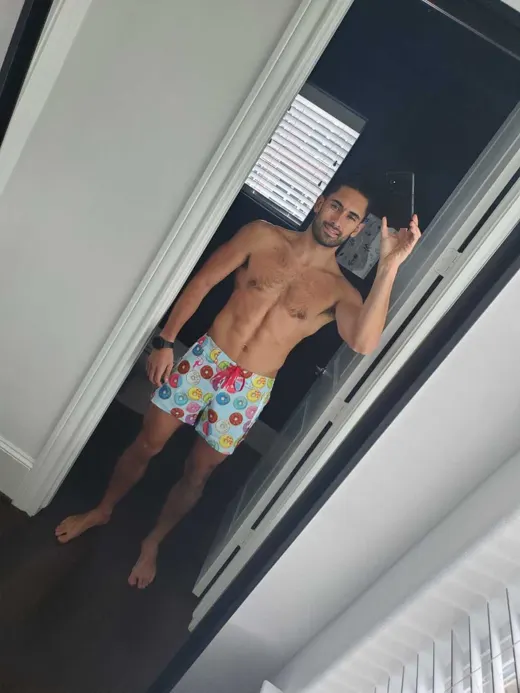 Customer photo from Salvador E. review of Donut Blue Swim Shorts - 3"