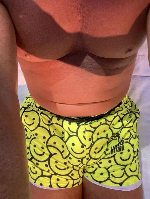 Customer photo from Ryan B. review of Happy Days Mens Swim Trunks - 3"