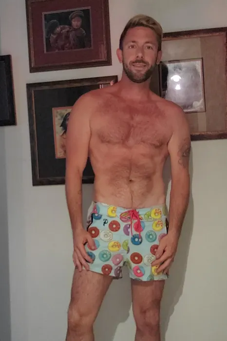Customer photo from Eric C. review of Donut Blue Swim Shorts - 3"