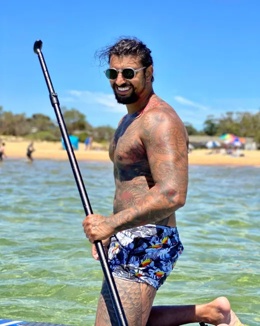 Customer photo from Josh L. review of Black and Yellow Tucann Swim Shorts