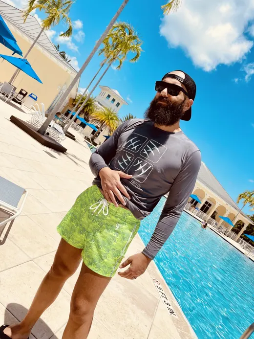 Customer photo from Jason C. review of Make Waves Fluro Trunks - 3"