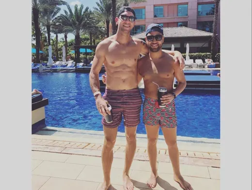 Customer photo from Samuel G. review of Watermelon Striped Black Swim Shorts