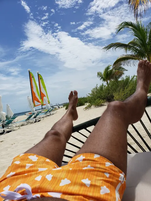 Customer photo from James M. review of Butterfly Yellow Swim Shorts