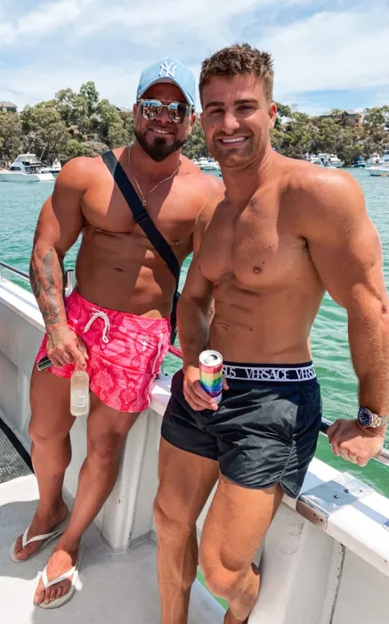 Customer photo from Julian E. wearing Snake Skin Pink Swim Shorts