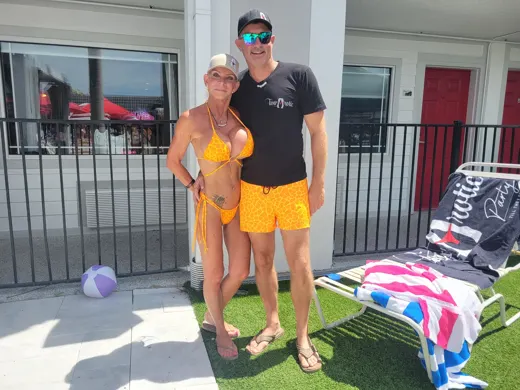 Customer photo from Bradley G. wearing Mirage Bikini Top - Orange