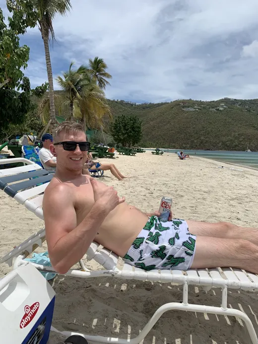 Customer photo from Nathan S. review of Cactus White Swim Shorts