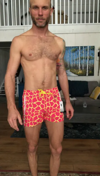 Customer photo from Robert S. review of Giraffe Print Fluro Swim Shorts