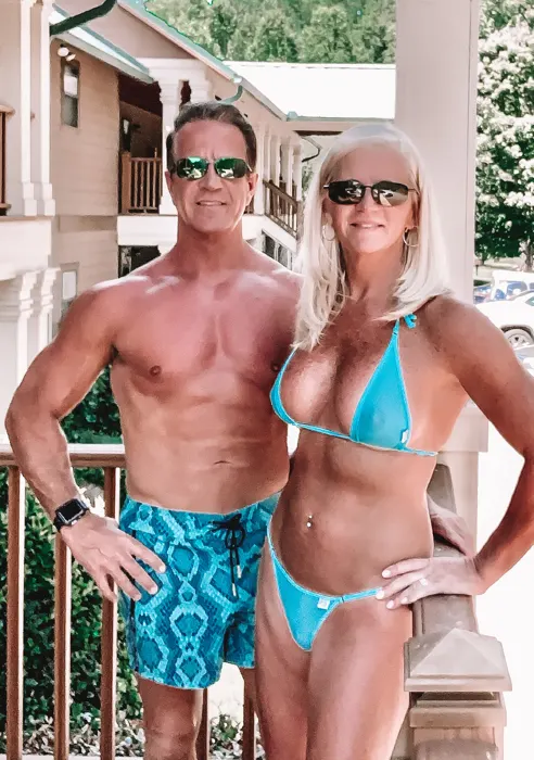 Customer photo from Don N. review of Snake Skin Blue Swim Shorts