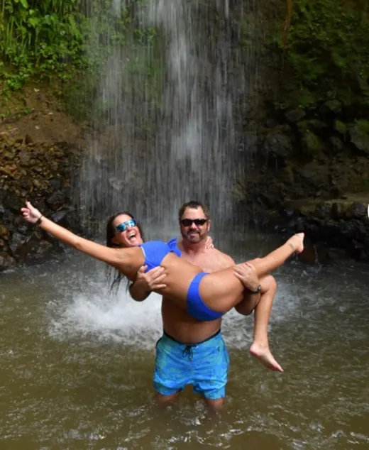 Customer photo from Brad B. review of Splatter Swim Shorts Blue - 5"