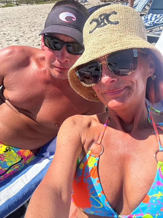 Customer photo from Aubre M. review of Wild Splatter Bikini Top - Aqua