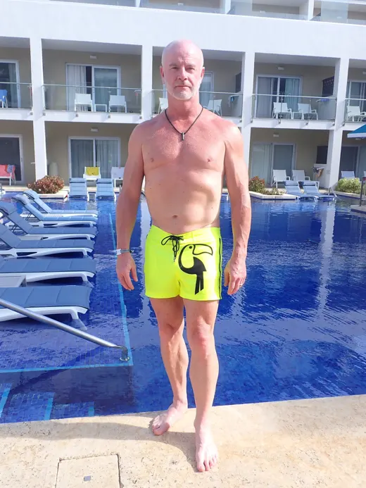 Customer photo from Andrew N. review of Fluro Yellow Tucann Swim Shorts - 3"