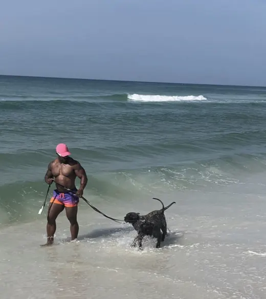 Customer photo from Richard D. review of Faded Crimson Swim Trunks - 3"